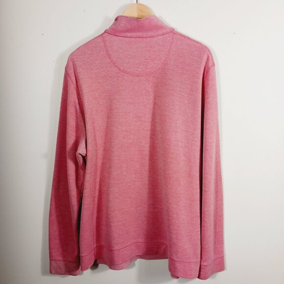 Nordstrom Men's Shop, Coral Red Woven Pullover, Size XL, Long Sleeve 1/4 Zip - Picture 4 of 16